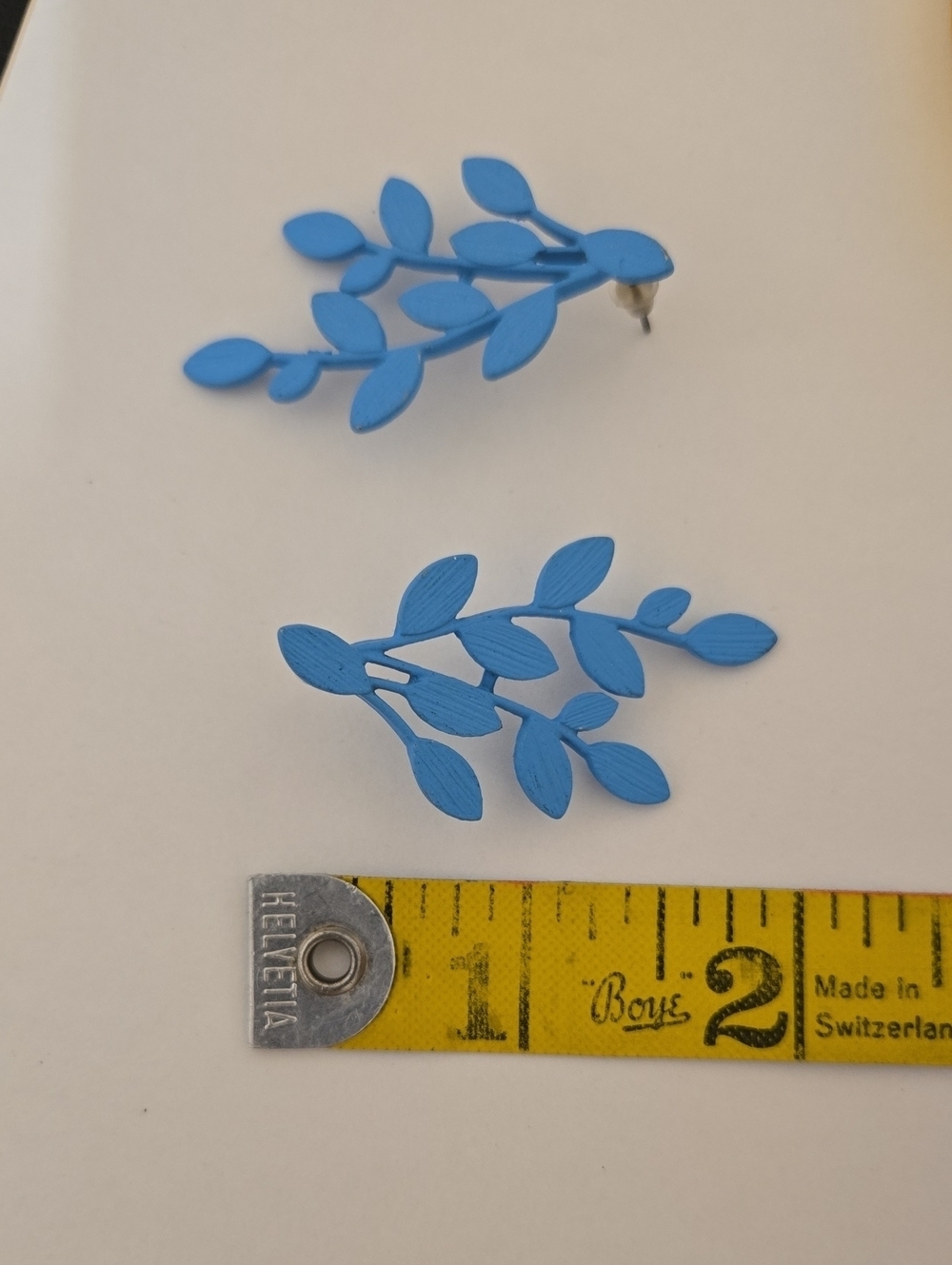 Final Price Vintage Blue Leaf Cascade Earrings - Picture 4 of 4
